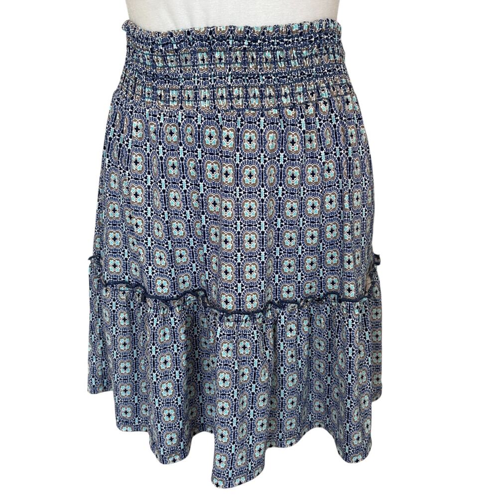 Veronica M. NEW Blue Patterned Ity Mitsy Mini Skirt Womens Size Medium